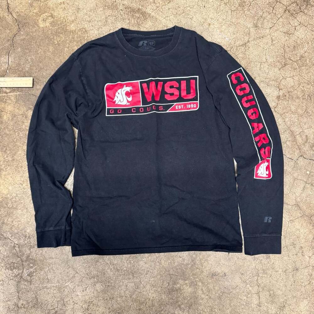 Russell Athletic Washington State Cougars Long Sleeve T-Shirt Size M Black